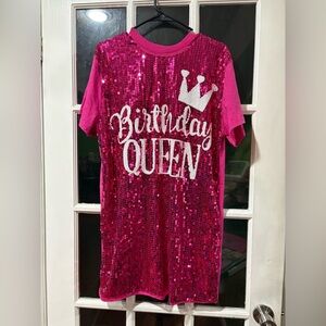 Pink Sequin Birthday Queen Adult Shirt